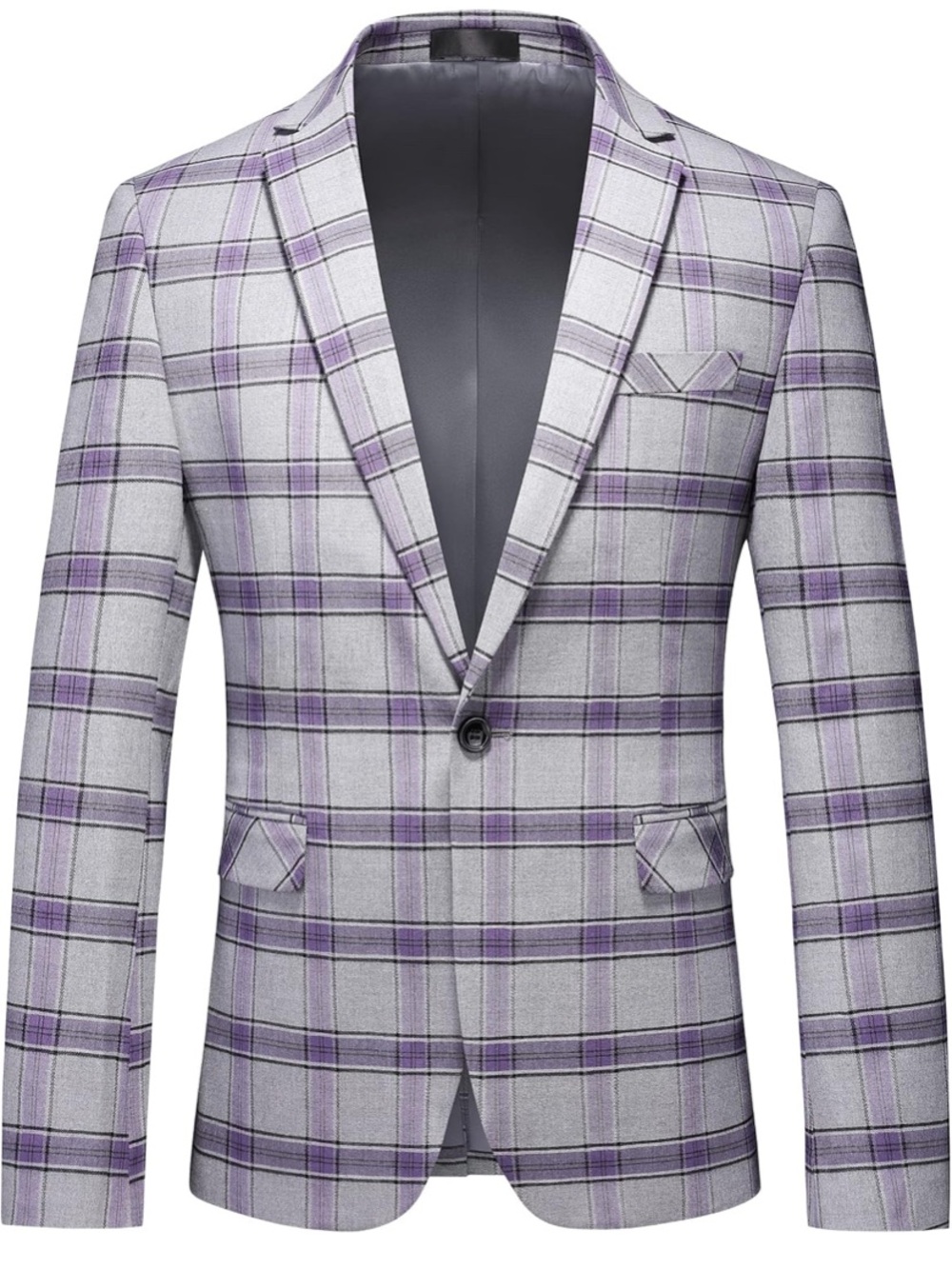 TALLIA Gray and Lavender Windowpane Plaid Sport Coat